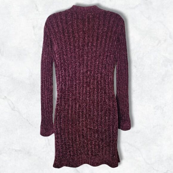 Matty M. Red Cable Knit Ribbed Velvety Soft Open Front Sweater Cardigain - Picture 6 of 8